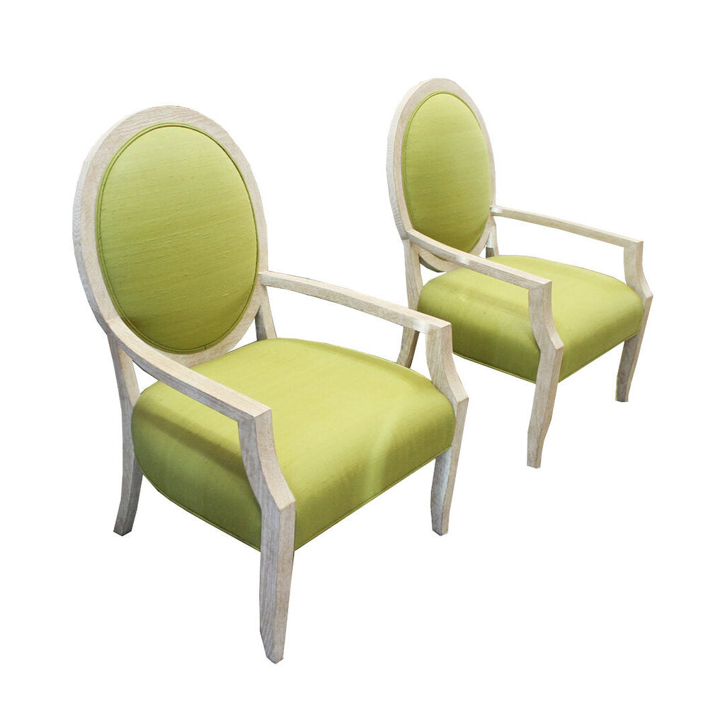J. Robert Scott Transitional Blonde Wood Armchairs - PAIR