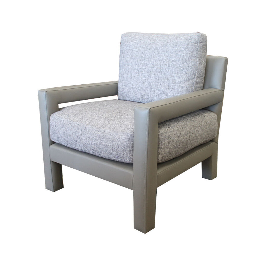 Moss Furniture Rita Leather & Fabric Lounge Chairs - PAIR