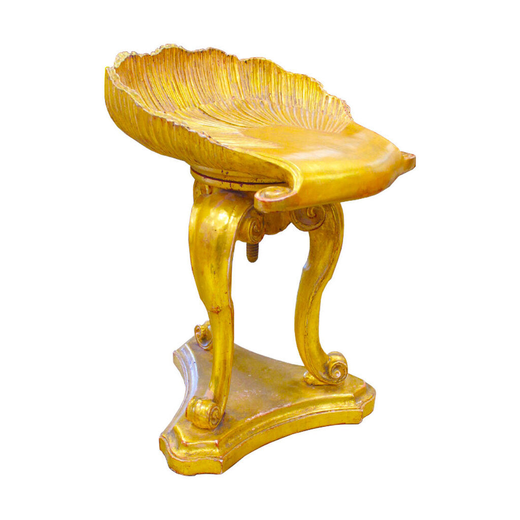 19th Century Grotto Fantasy Stool, Swivel, Italian, Gilt Gold