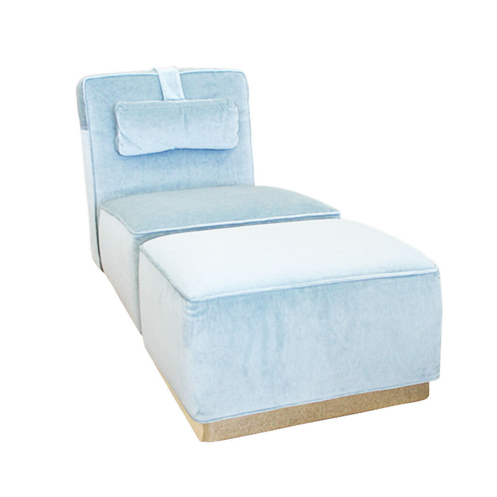 Flexform Chair w/Ottoman, EDDY 496 Fabric, Champagne Metal Frame