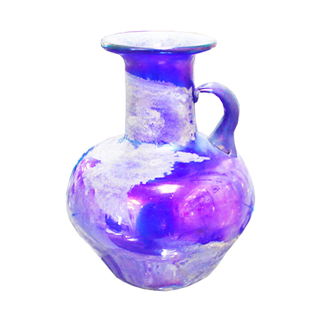 Paolo Rossi Roman Glass Vase-Venezia, Blue w/Handle