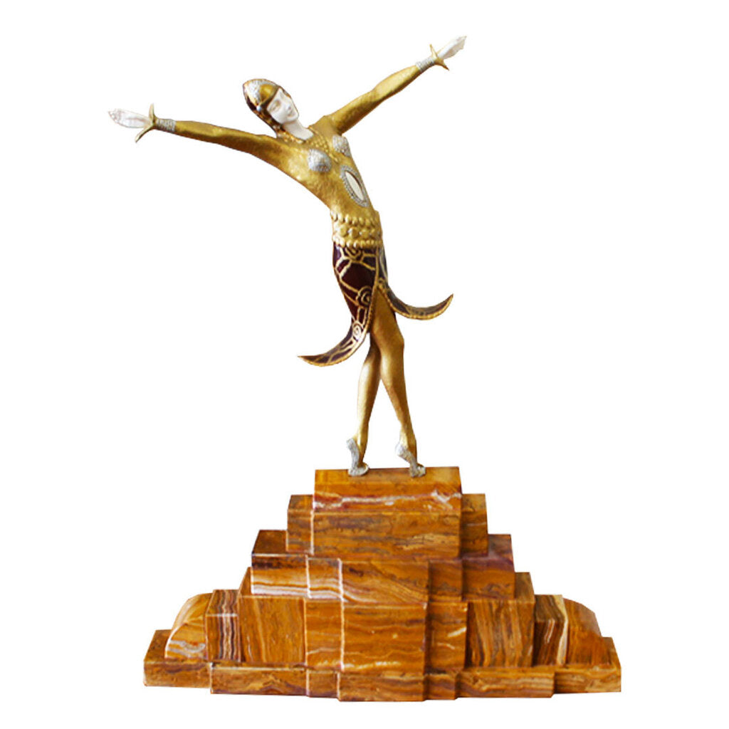 Signed D. H. Chiparus "Art Deco Dancer" Bronze & Stone