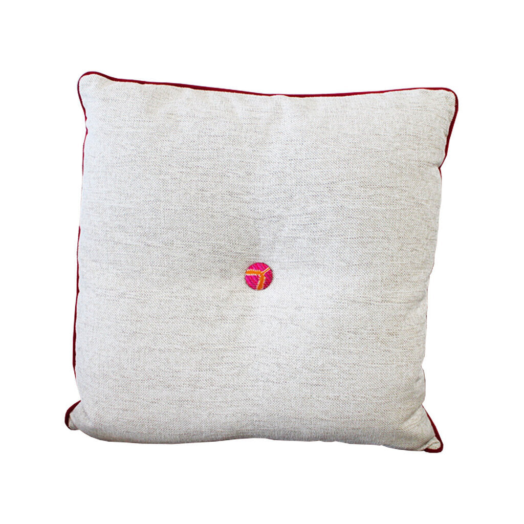Custom Md. Taupe Accent Pillows w/Red (PR.)