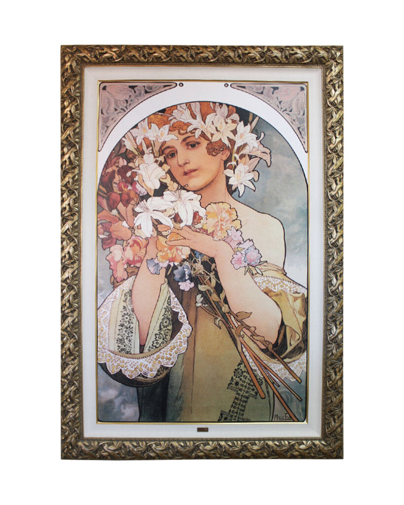 "Maiden with Flowers" Tag John Mucha Print on Canvas