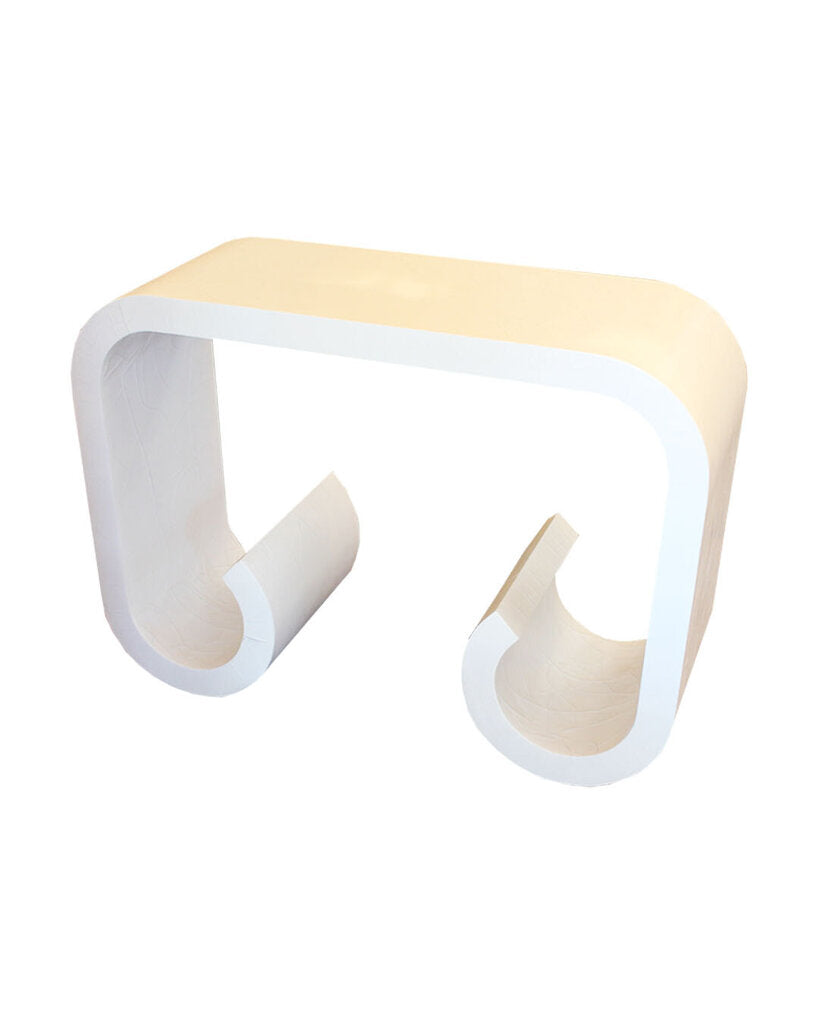 Baker 1970's Lacquered Leather Curved Console