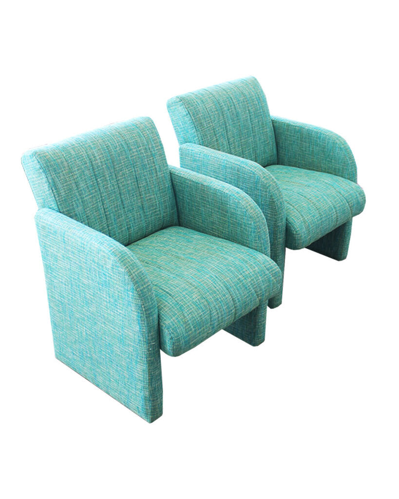 Chiclet Chairs, Flexible Steel Frame, Blue Fabric Bar Chairs - Set of 3