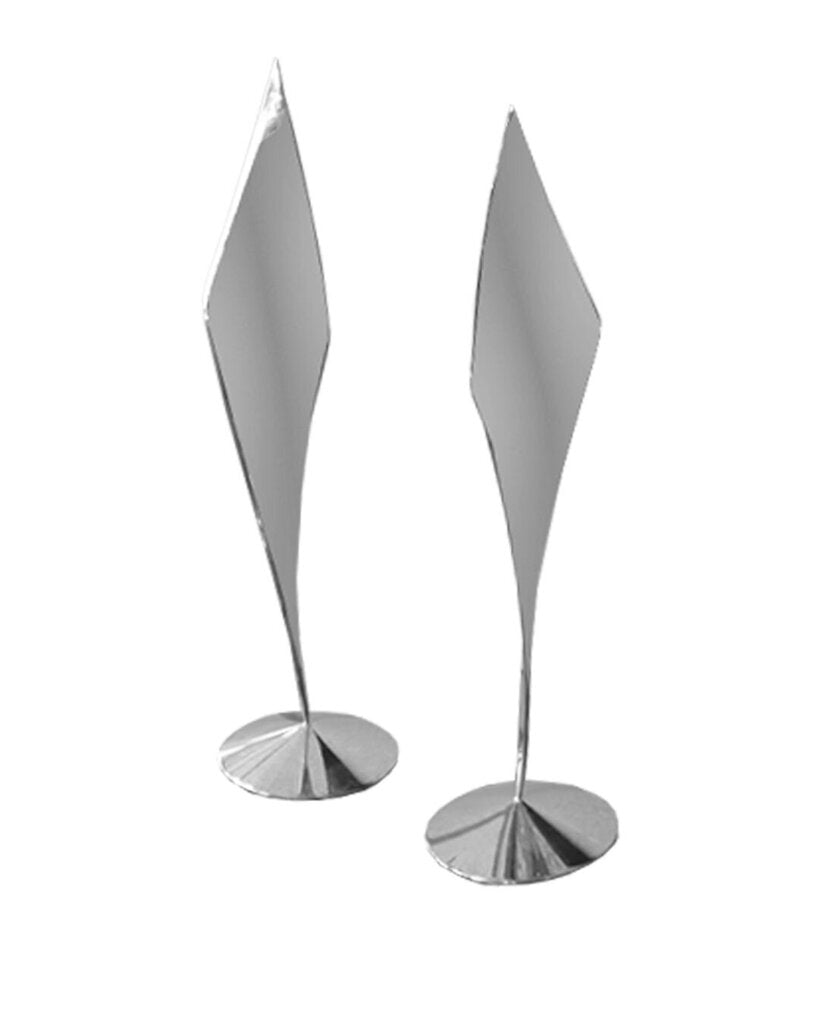 Signed David Herschler Polished Steel Ribbon Kinetic Sculpture "Gemini" (PAIR)