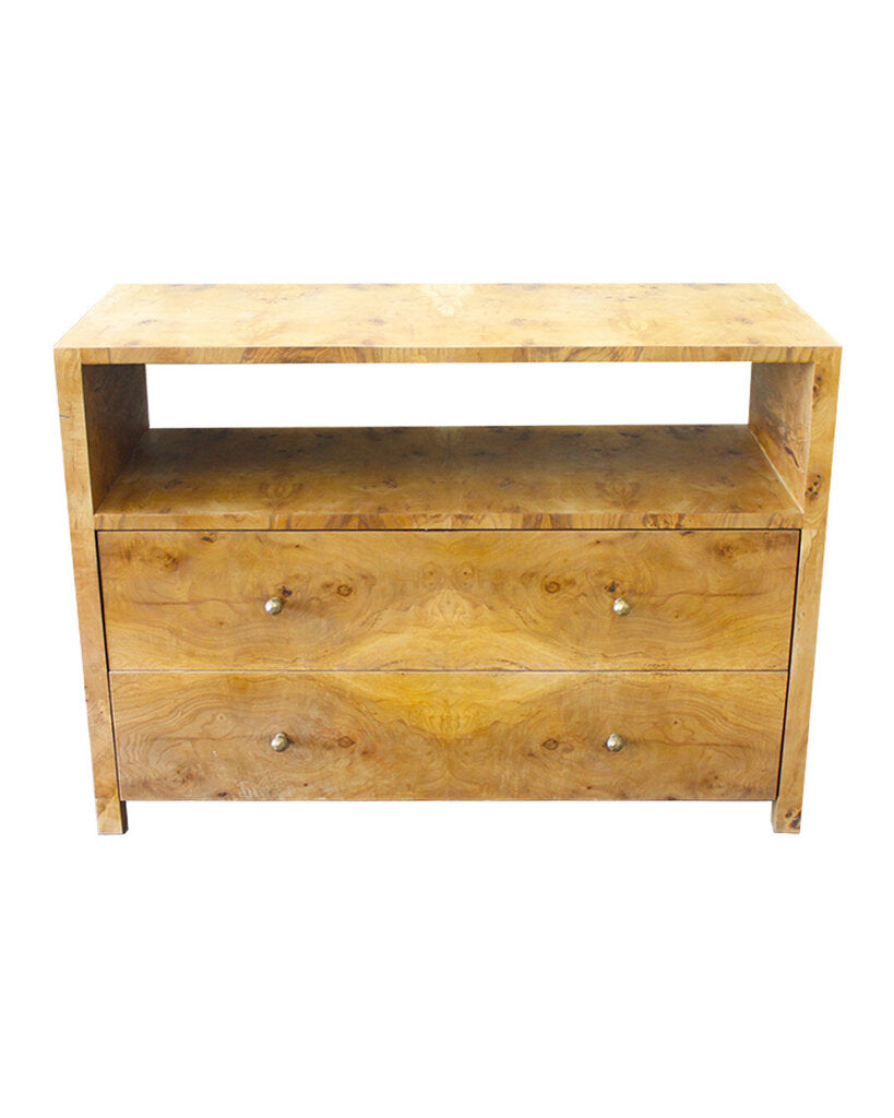 Made Goods Mappa Burlwood Open Shelf, 2-Drawer Dresser 48W 20D 34.5H