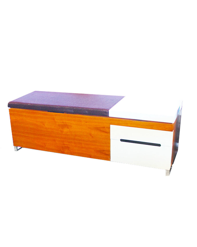 Herman Miller Wood & White Lacquer Bench Console 54W 18D 18.5H