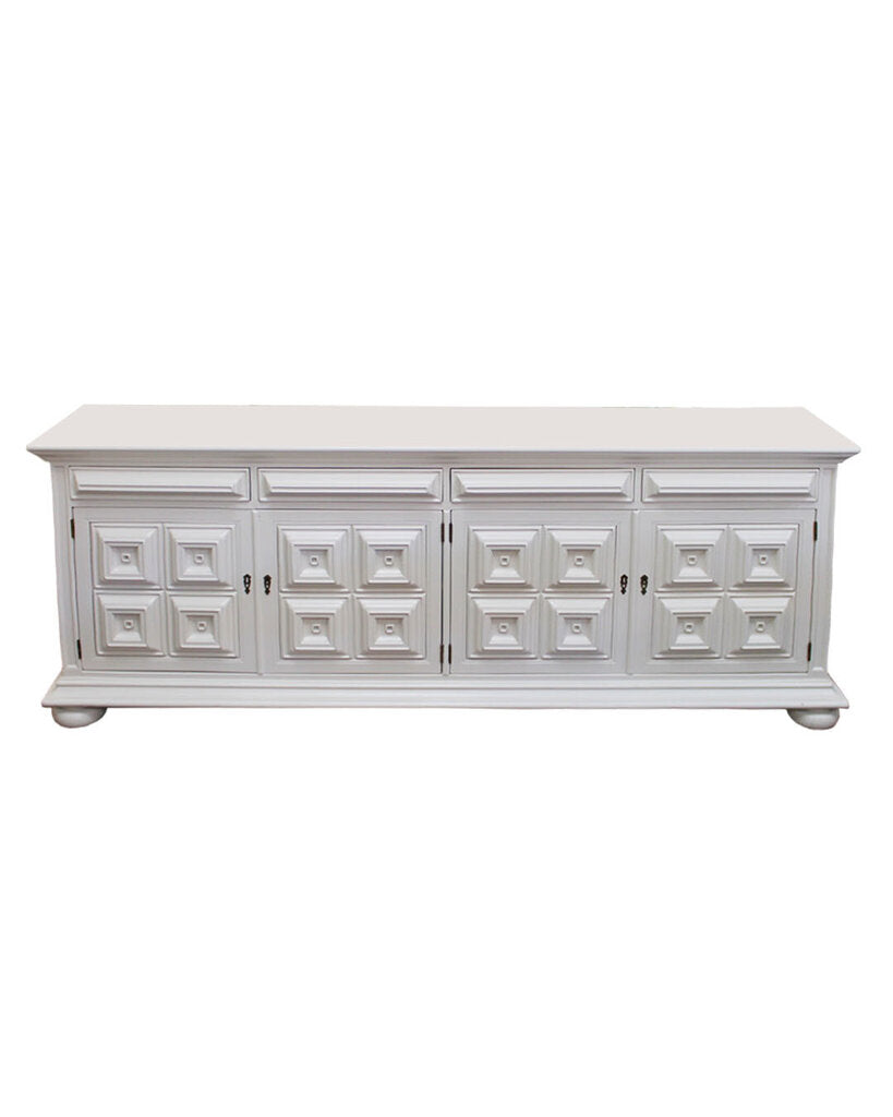 White Lacquer Jumbo 4-Door Sideboard 87.5W 16.5D 32.5H
