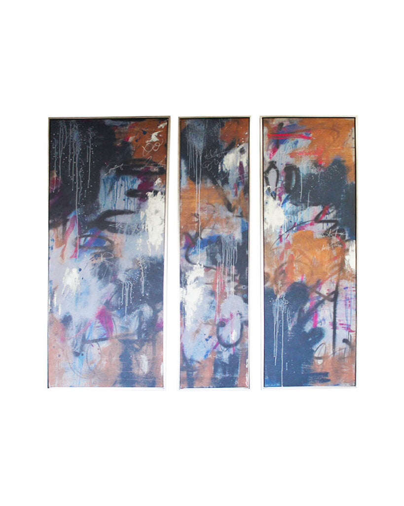 Original Acrylic on Canvas Abstract 3-Pc. Triptych