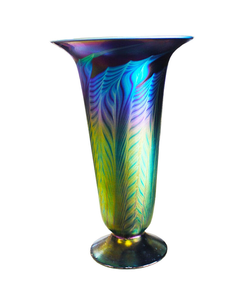 Signed Lundberg Studios 2001 Banana Leaf Pattern Vase