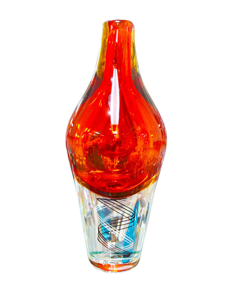 Red Swedish Hand Blown Art Glass Vase