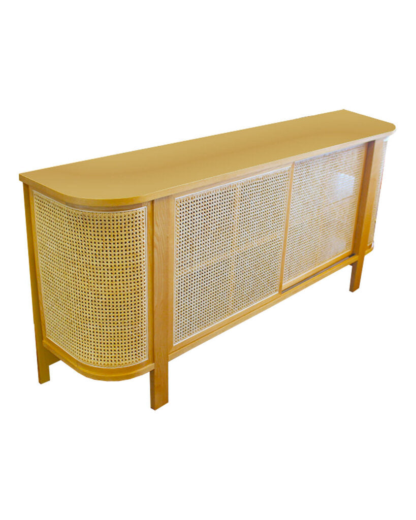 Edric Ash Wood & Rattan Sideboard 78.75W 17.75D 35.5H