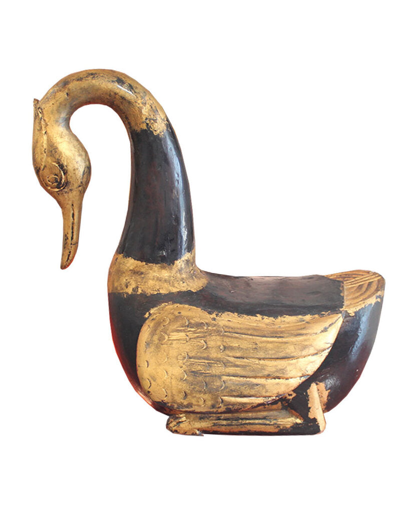 Original Vintage Boho Hand Painted Wood Swans