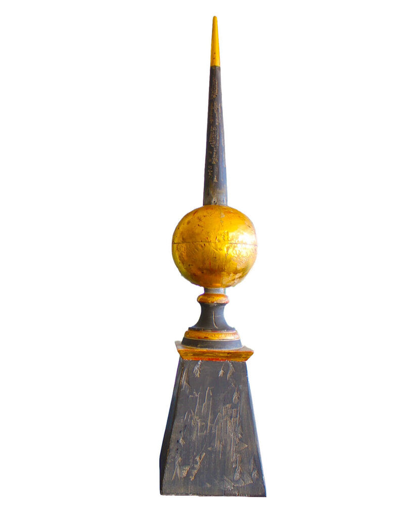 Muted Gold w/Charcoal Black Wood Large Finial