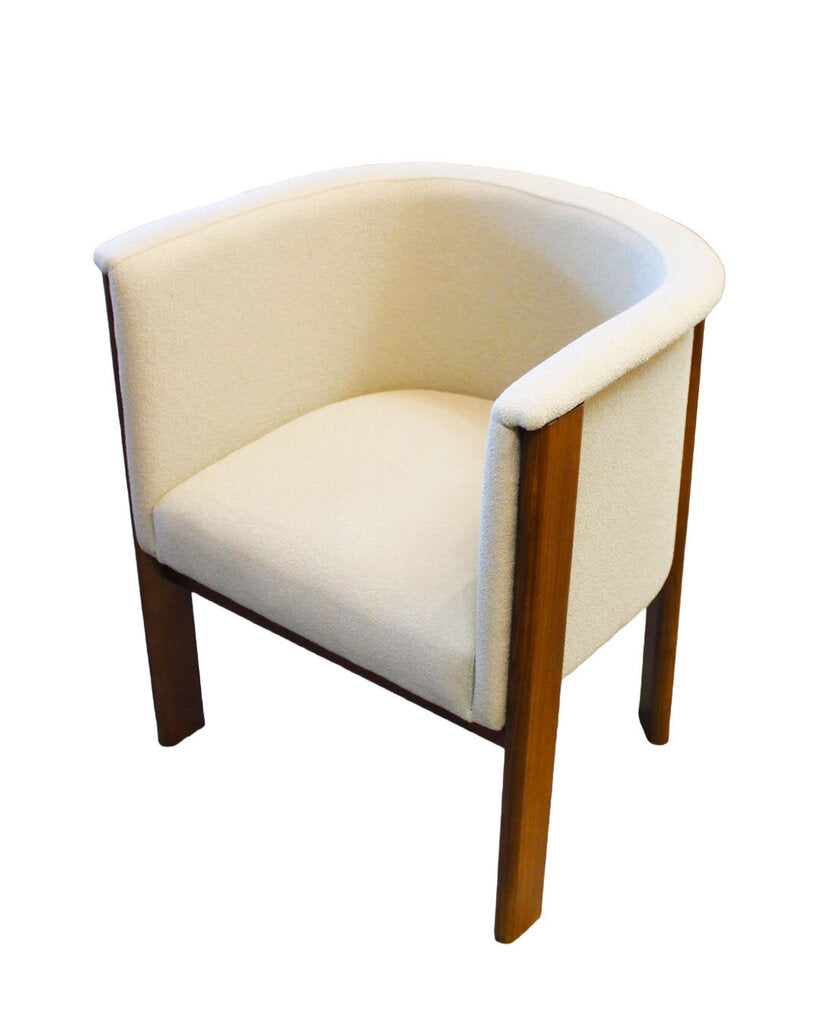 Barrel Chairs, Walnut Frame (PAIR) 26" x 22.5" x 29.25"H