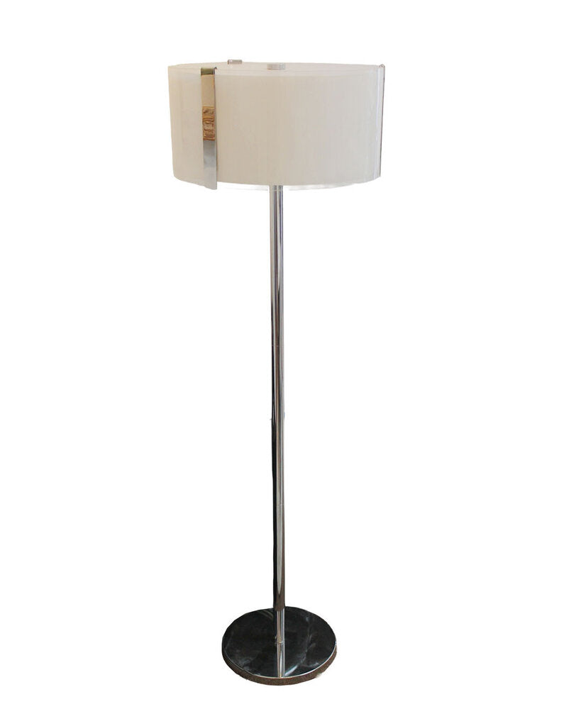 Polished Nickel Floor Lamp w/Glass Shade