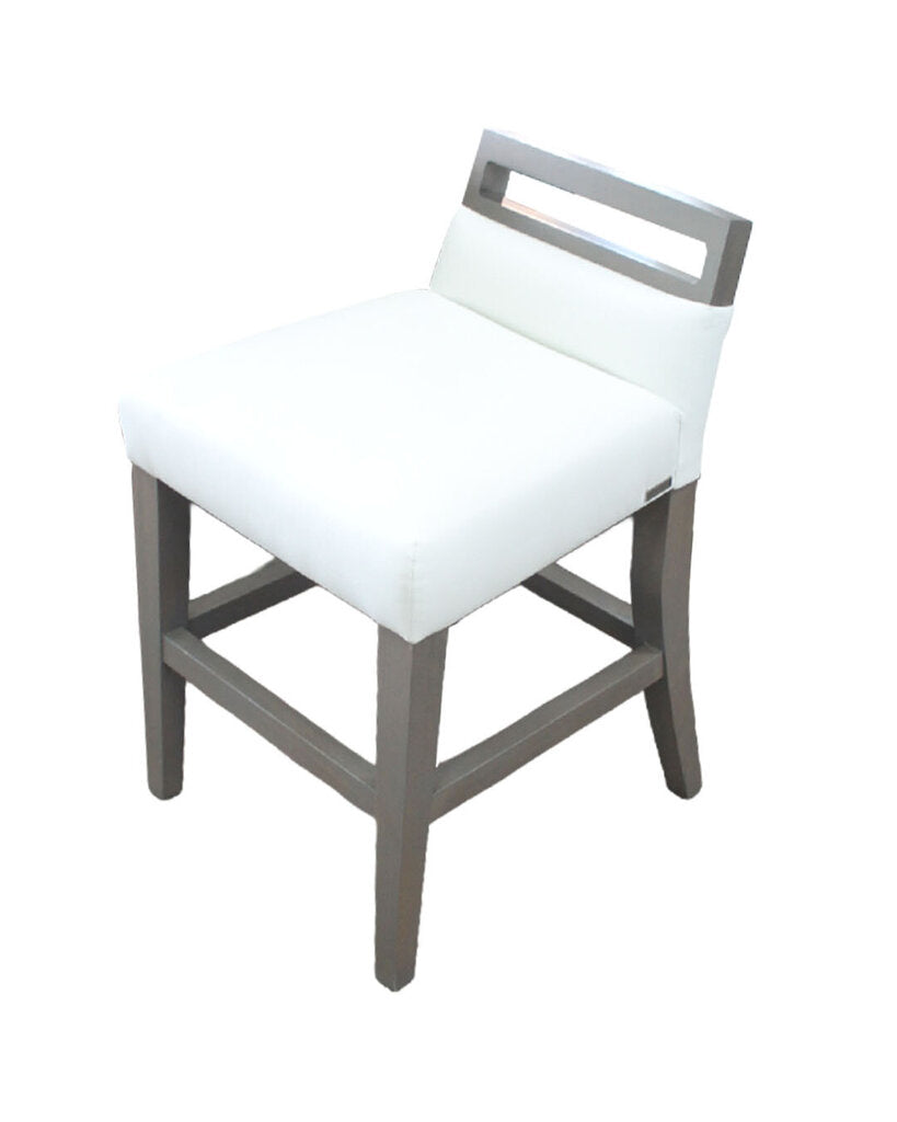 Nathan Anthony Aaron Counter Stools, White Upholstery 19W 22D 31H - SET OF 4