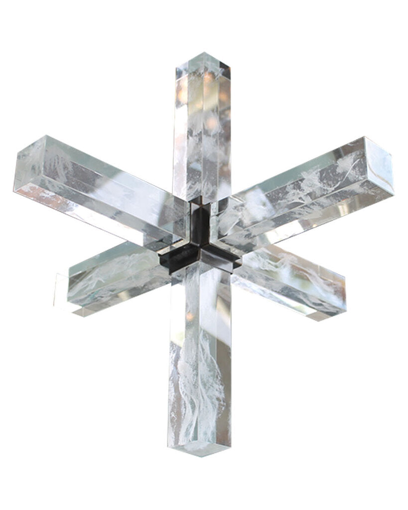 Black Label by Uttermost Double Cross Sculpture, Faux Quartz Crystal Dia. 10H 14