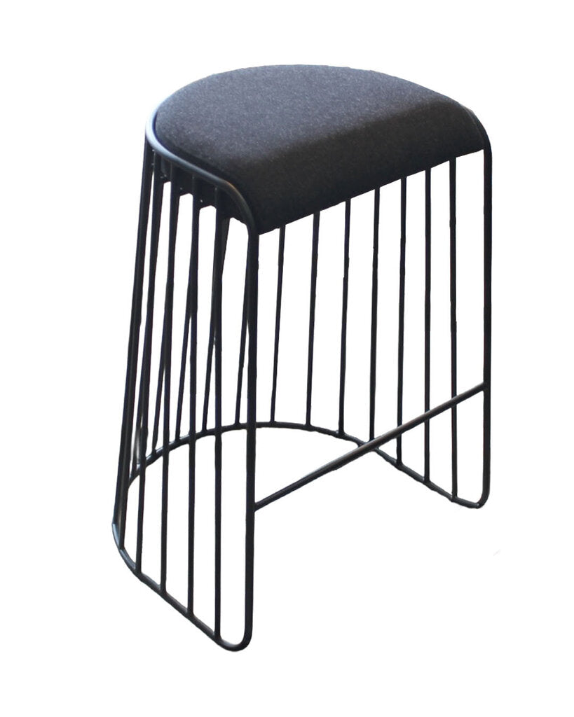 Brides Veil Counter Stools by Phase Design w/Black Fabric & Black Powder-Coated Steel Base 21W 21D 30H - PAIR