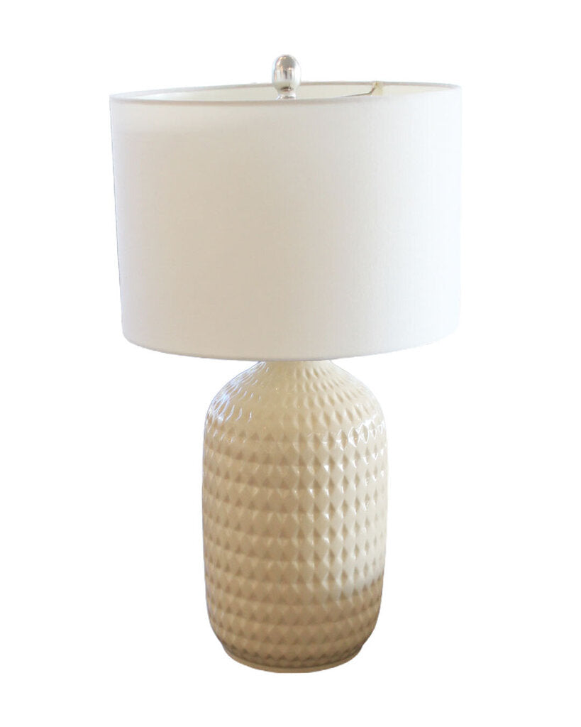 "Crate and Barrel" White Ceramic Table Lamps w/White Shades 25.5H - PAIR