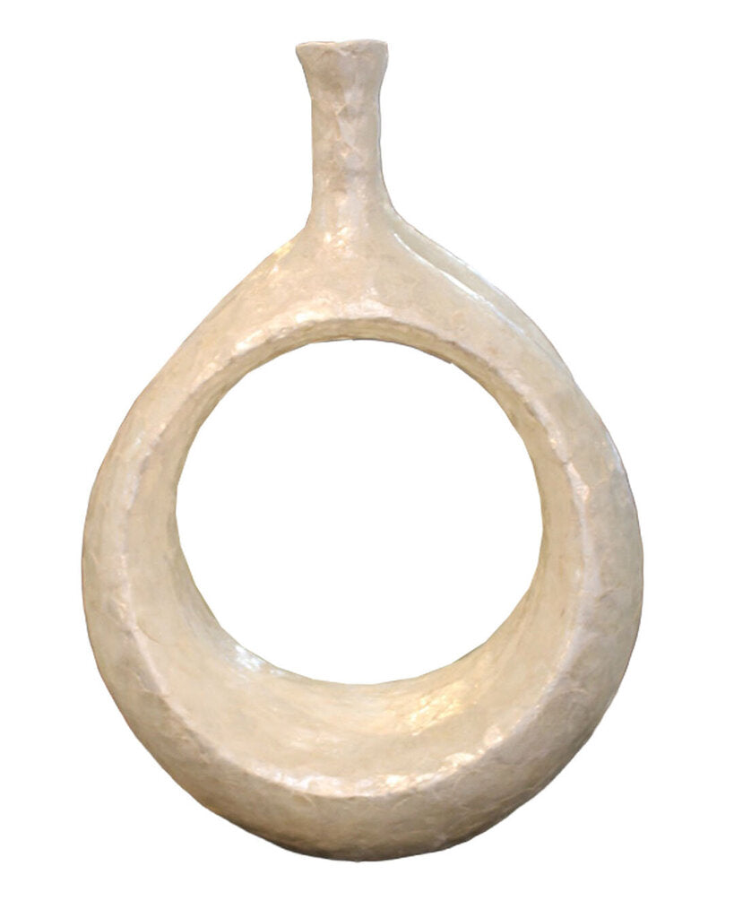White Capiz Large Capese Vase 21 x 14.5 x 31H