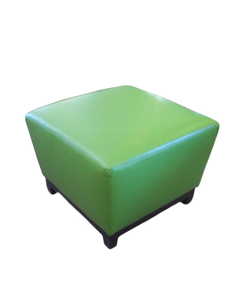 Hickory Chair Apple Green Leather Ottoman 24.5Sq 18H