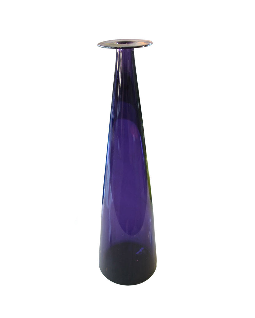 JOE CARIATI HAND BLOWN AMETHYST STRAIGHT CONE DECANTER