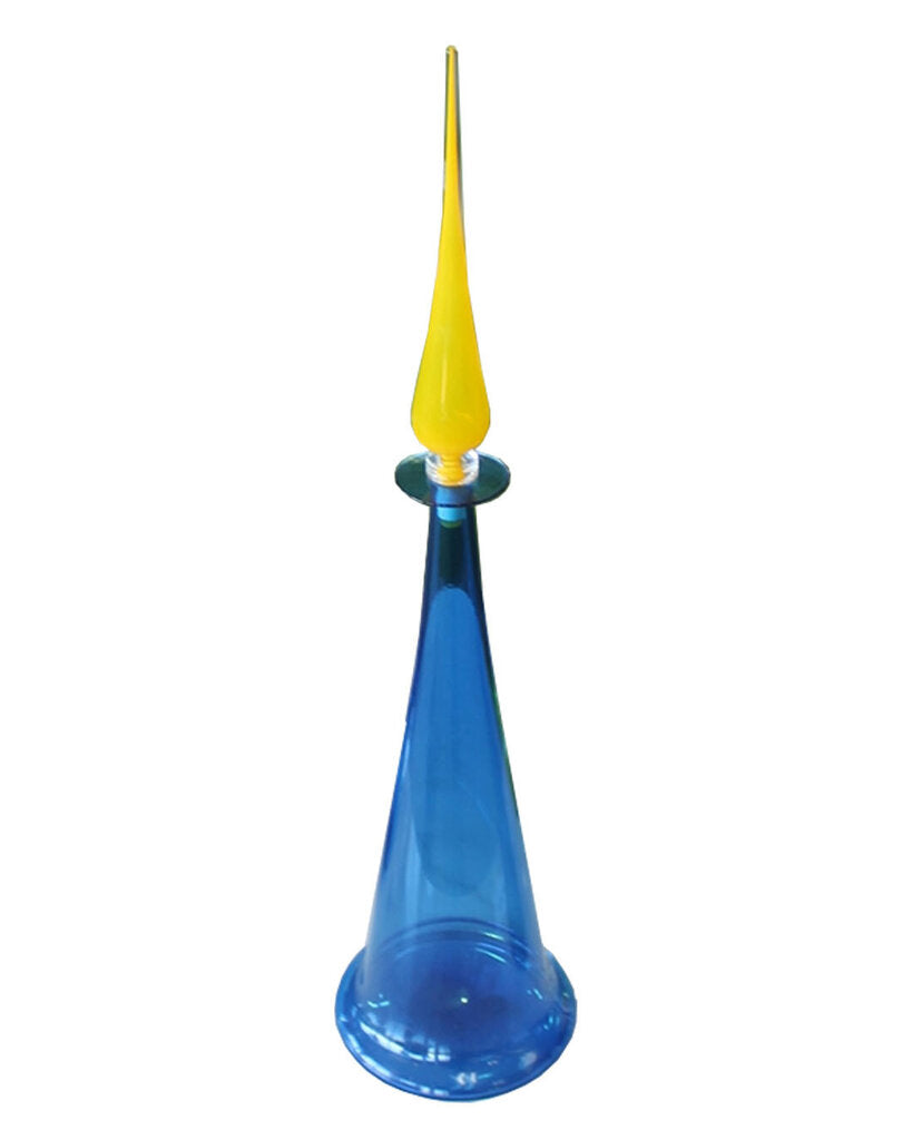 JOE CARIATI HAND BLOWN FLUTED CONE LARGE DECANTER