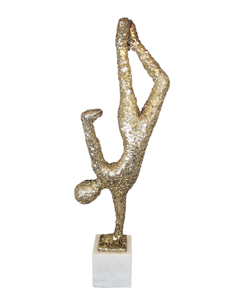 John Richard Handstand sculpture, Handcrafted Aluminum, Marble Glass
