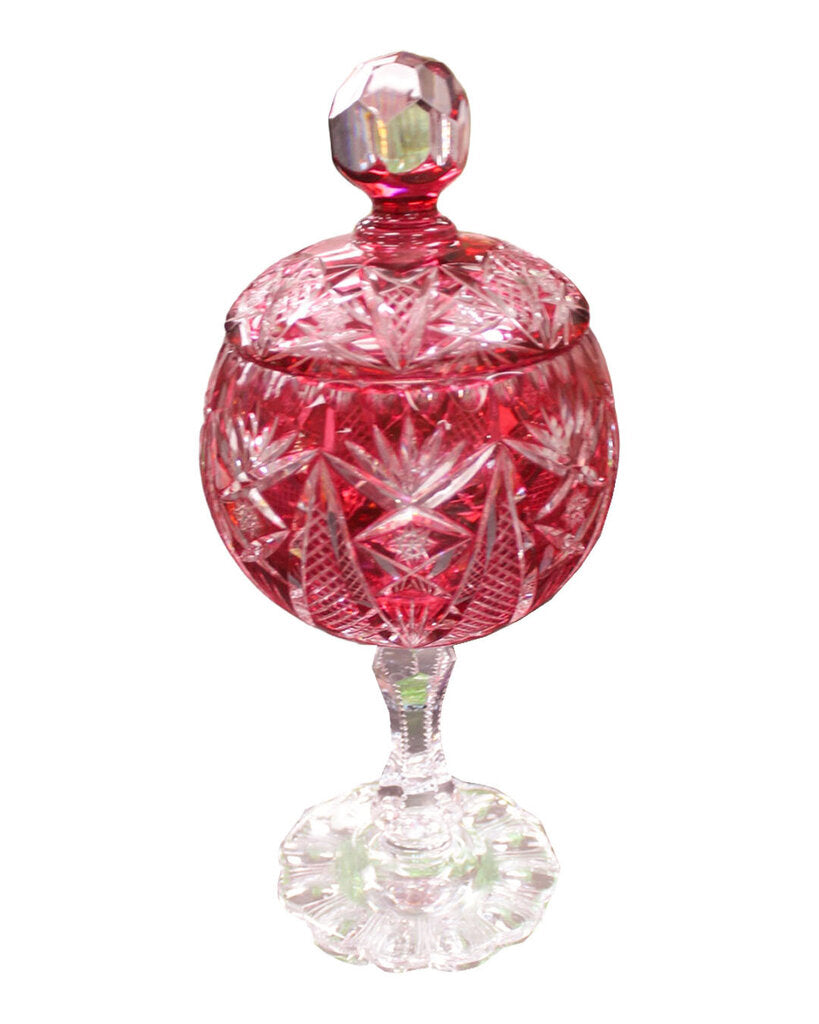 Val St. Lambert Crystal Hand Cut to Clear Glass Compote 14.25H