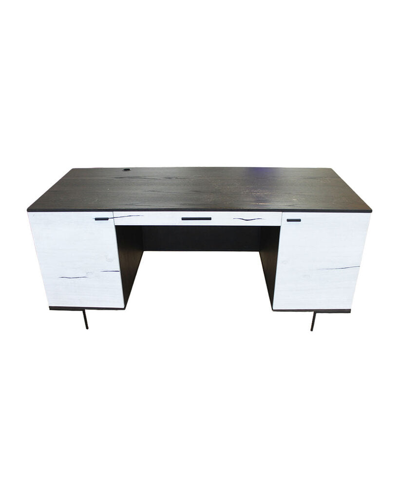 Samuel Desk, Black Ash Framed, Gunmetal-Finished Iron Support 70 x 30 x 31H
