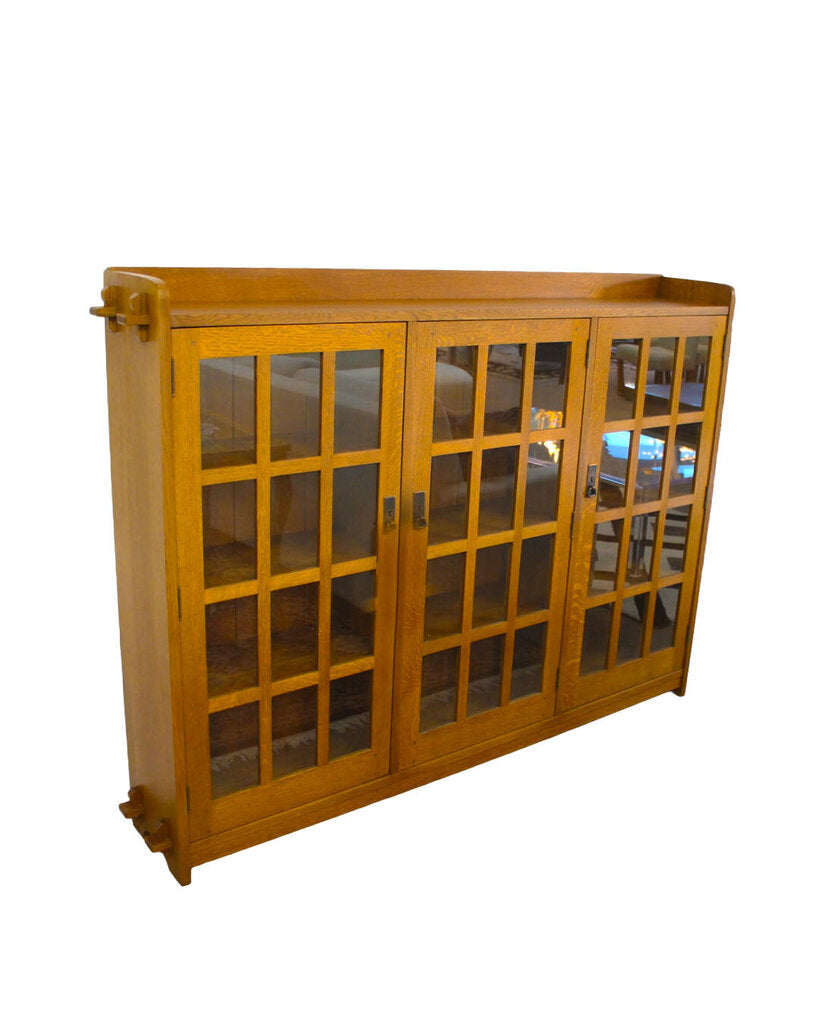 Authentic Stickley Mission Collection, Oak Three Door Bookcase 76.5W 12D 54.75H