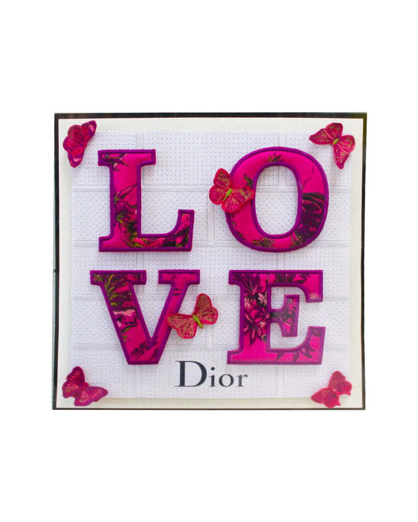 Stephen Wilson Studio Dior Love Embroidered Art 12 Sq.