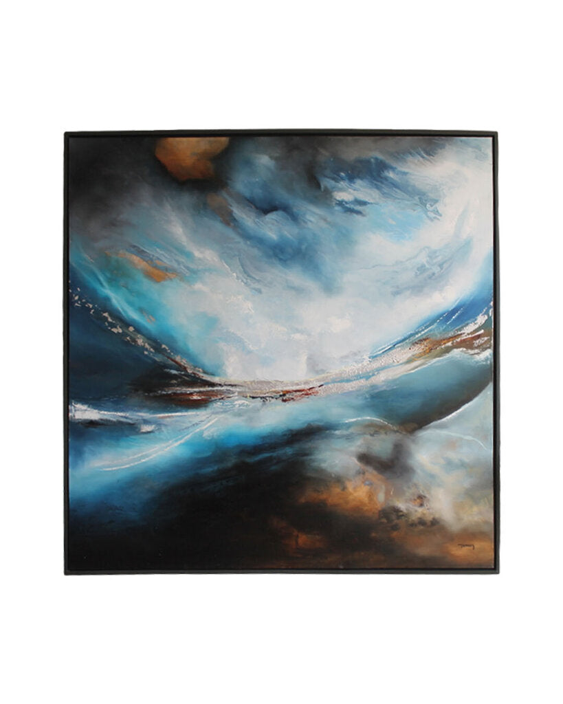 "Prelude in Blue" Artist Torres, Mixed Media on Wood Frame, COA 80 x 80