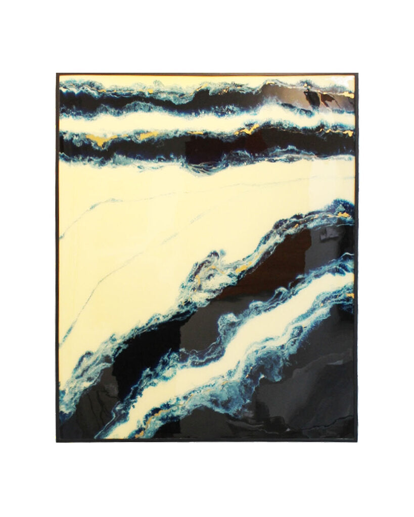 Made Goods Framed Glossy Abstract Canvas, Inspired Ocean Blues 40 x 50