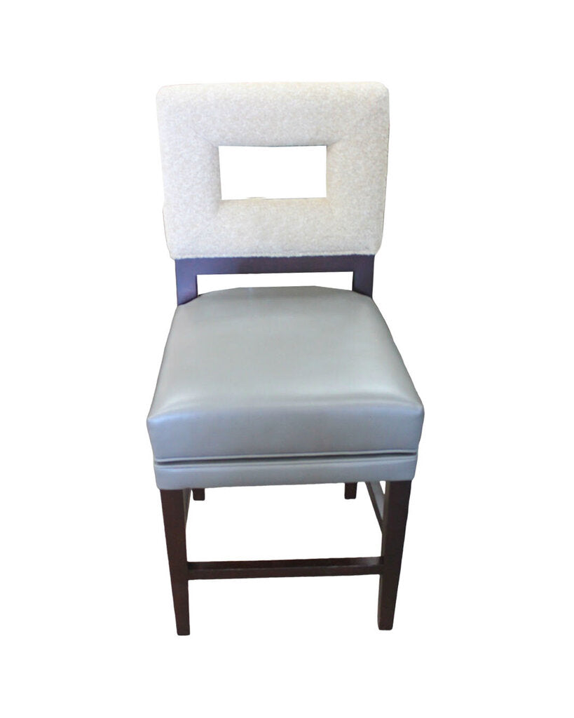 Grey Leather w/Upholstered Back Swivel Bar Chairs 19.5W 20D 42H - SET OF 3