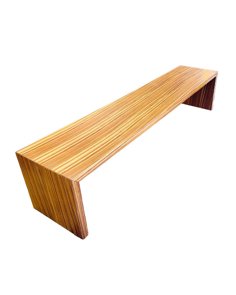 Modern Zebrawood Waterfall Silhouette Bench 71 x 15.25 x 15.5