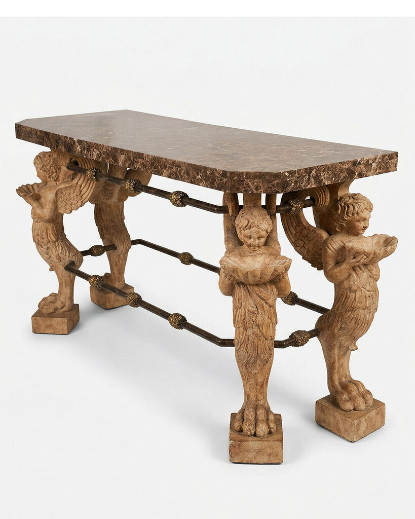 Maitland Smith Neoclassical Cast Stone Console 68.5 x 24 x 35.5