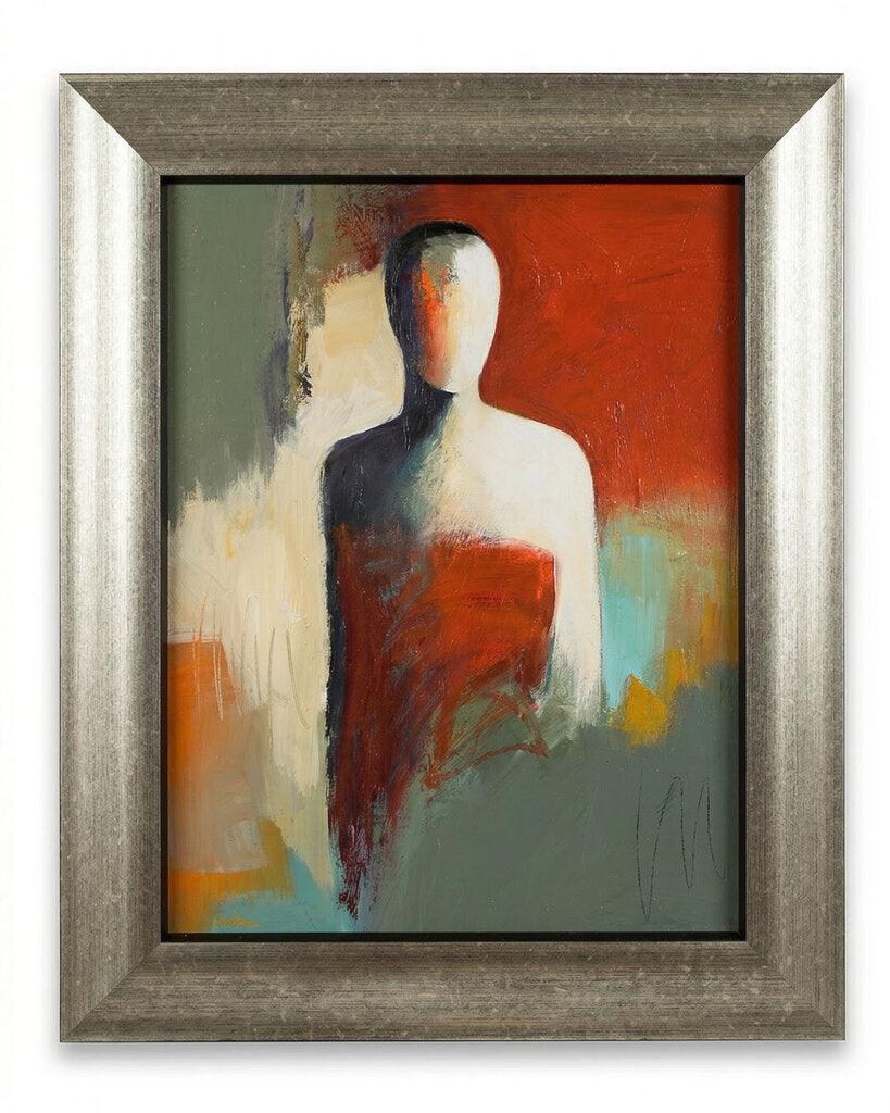 "With Her Red Dress On" Signed Jean Wallin Acrylic on Masonite 21.5 x 25.5