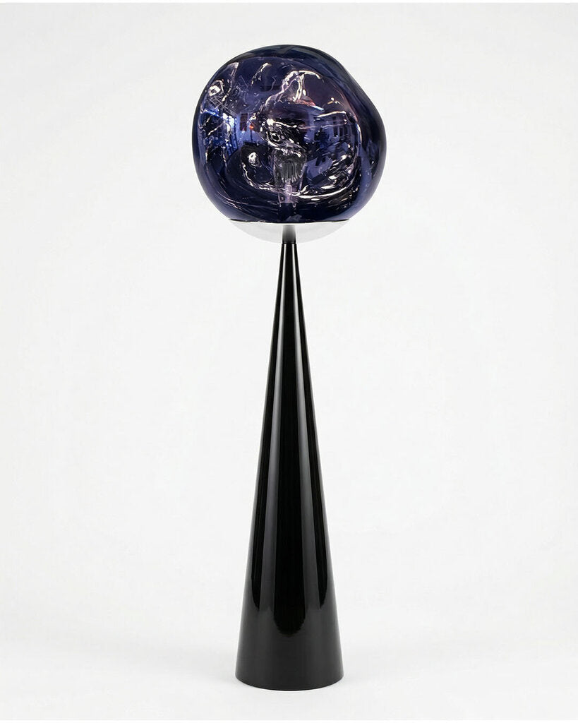 Tom Dixon Melt Floor Lamp, Black Small Conical Base/ Blue Top 57.5H