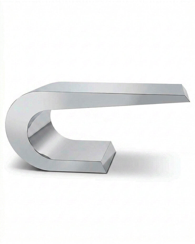 Italian Modern Polished Steel Console, In The Style of Marzio Cecchi 67.5 x 17.75 x 32.25