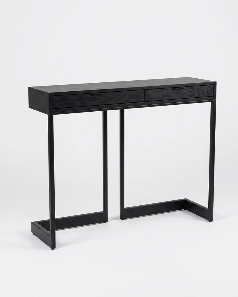 Modern Wishbone 2-Draw. Console Tbl, Designer A. Jacobs Marks, Solid Maple, Cork Lined 48W 15D 36.25H