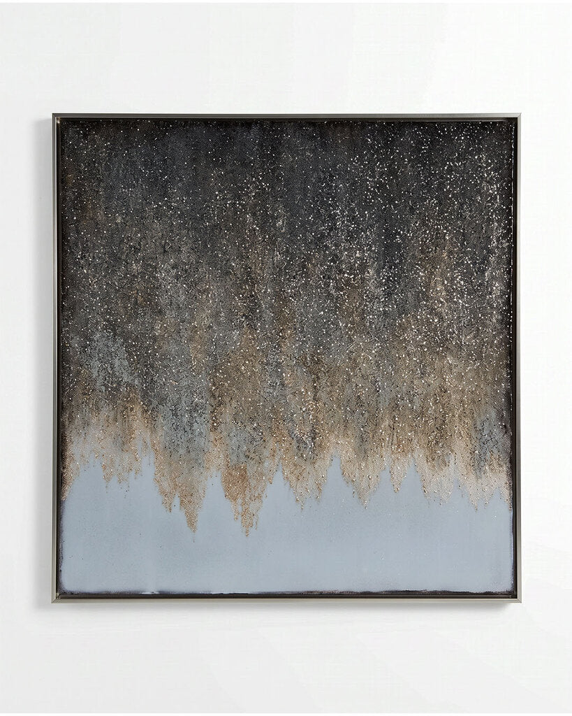 Textured Sparkle Abstract on Canvas (Grey/Blue) 49.5"Sq