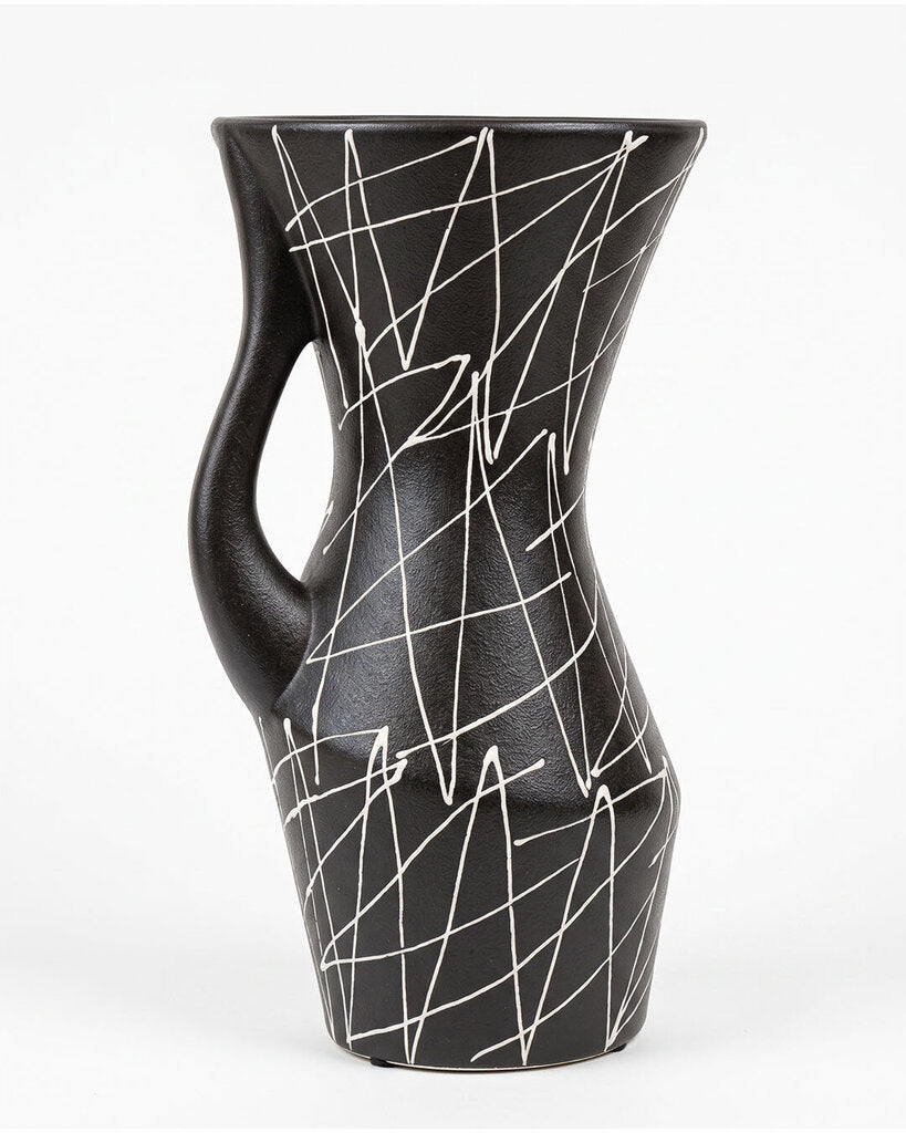 Cazden Vase, Black w/White Lines 14.25H