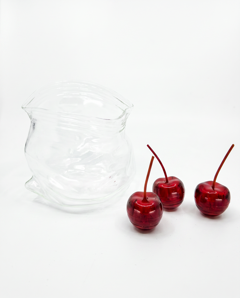 "Melting" Irregular Glass Jar w/Cherries