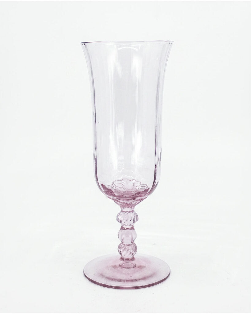 Hand Crafted French Swirl Champagne Rose Flutes - PAIR