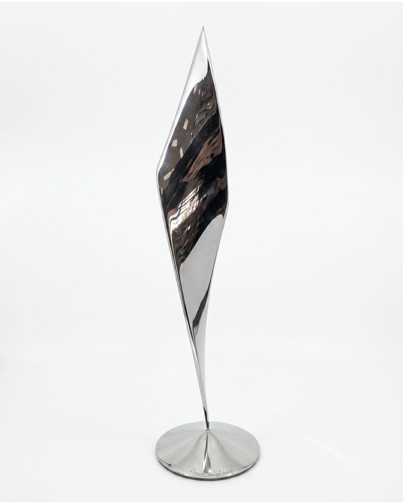 Signed David Herschler Polished Steel Ribbon Kinetic Sculpture "Gemini" (PAIR)