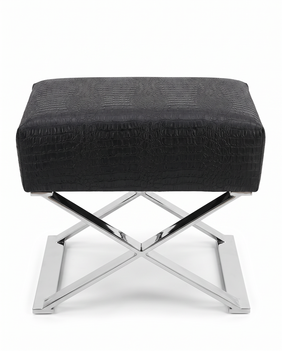 Black Faux Alligator Ottoman 23W x 17D x 20H
